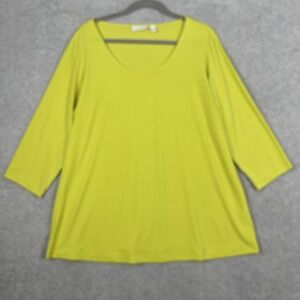 Susan Graver Yellow Liquid Knit Tunic Top Womens Size 18W Minimalist Lagenlook